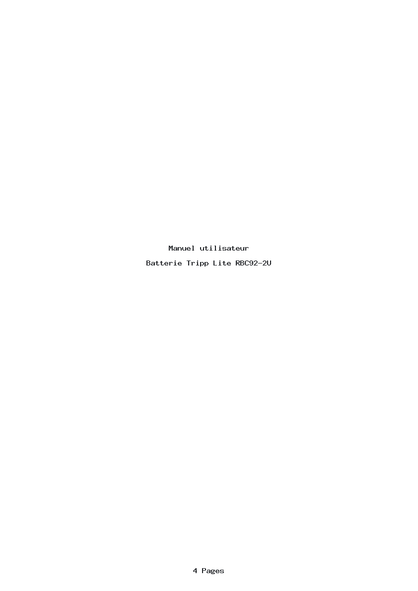 Page 1 de la notice Manuel utilisateur Tripp Lite RBC92-2U