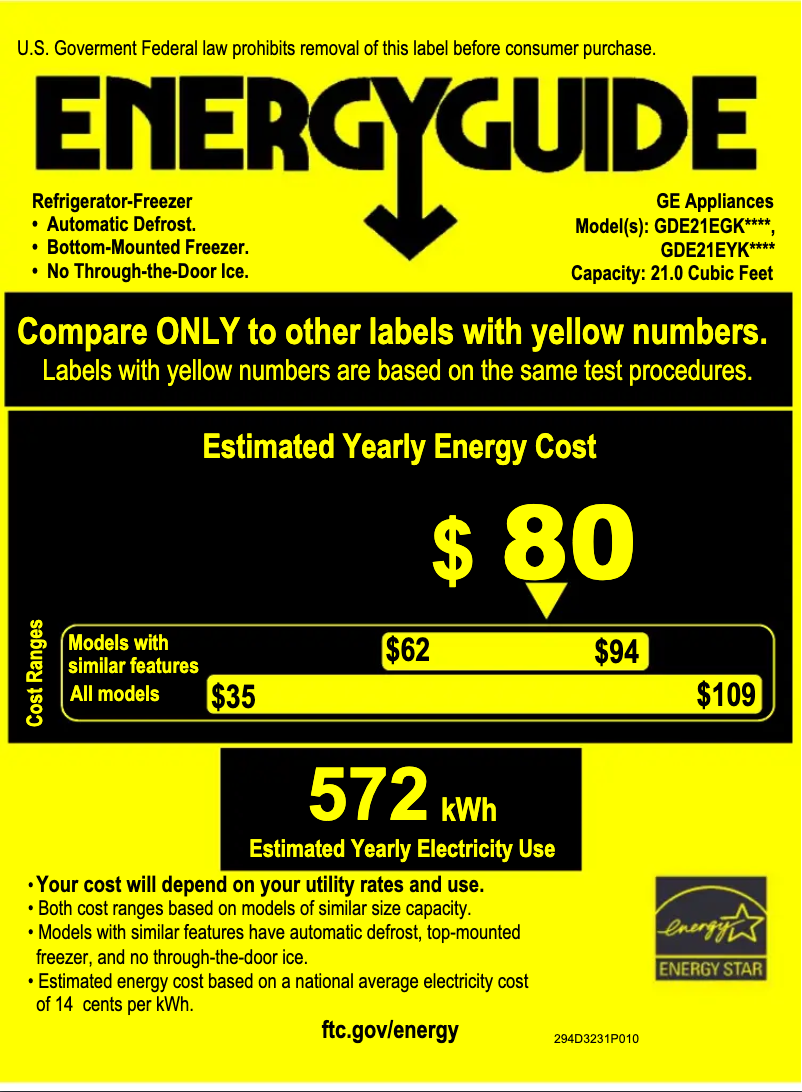 Página 1 del manual Etiqueta energética GE GDE21EGKBB