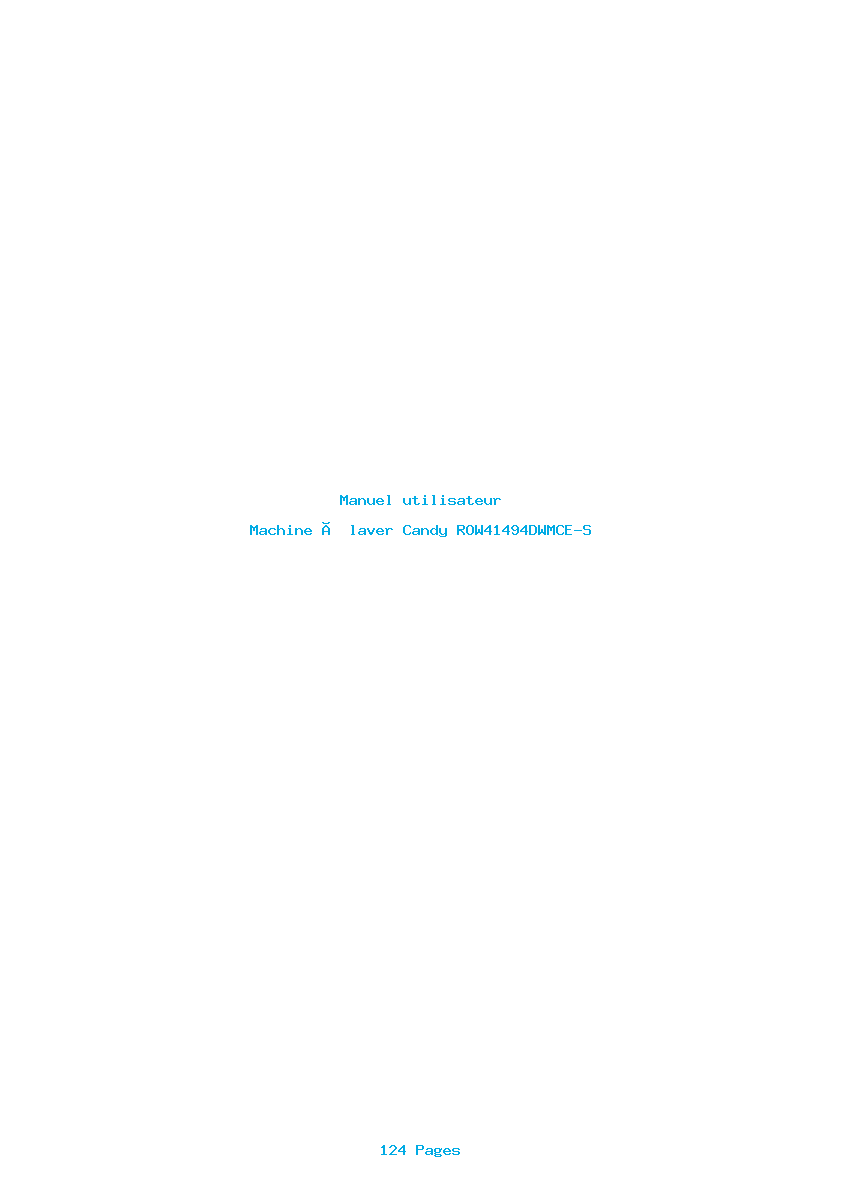 Page 1 de la notice Manuel utilisateur Candy ROW41494DWMCE-S