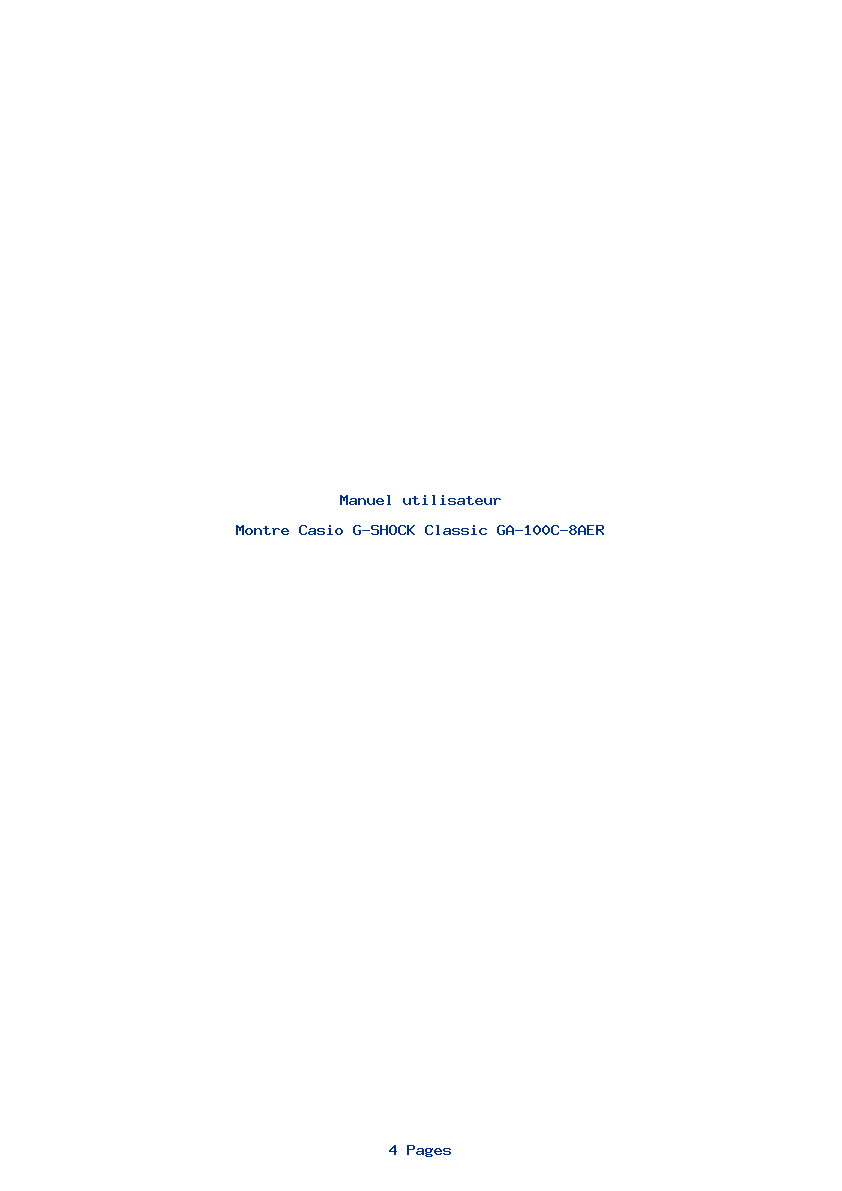Page 1 de la notice Manuel utilisateur Casio G-SHOCK Classic GA-100C-8AER