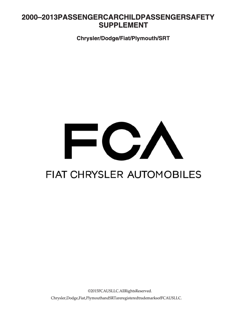 Page 1 de la notice Instructions de sécurité Dodge Avenger (2011)