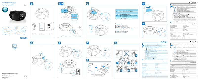 Page 1 de la notice Guide de démarrage rapide Philips AZ305W