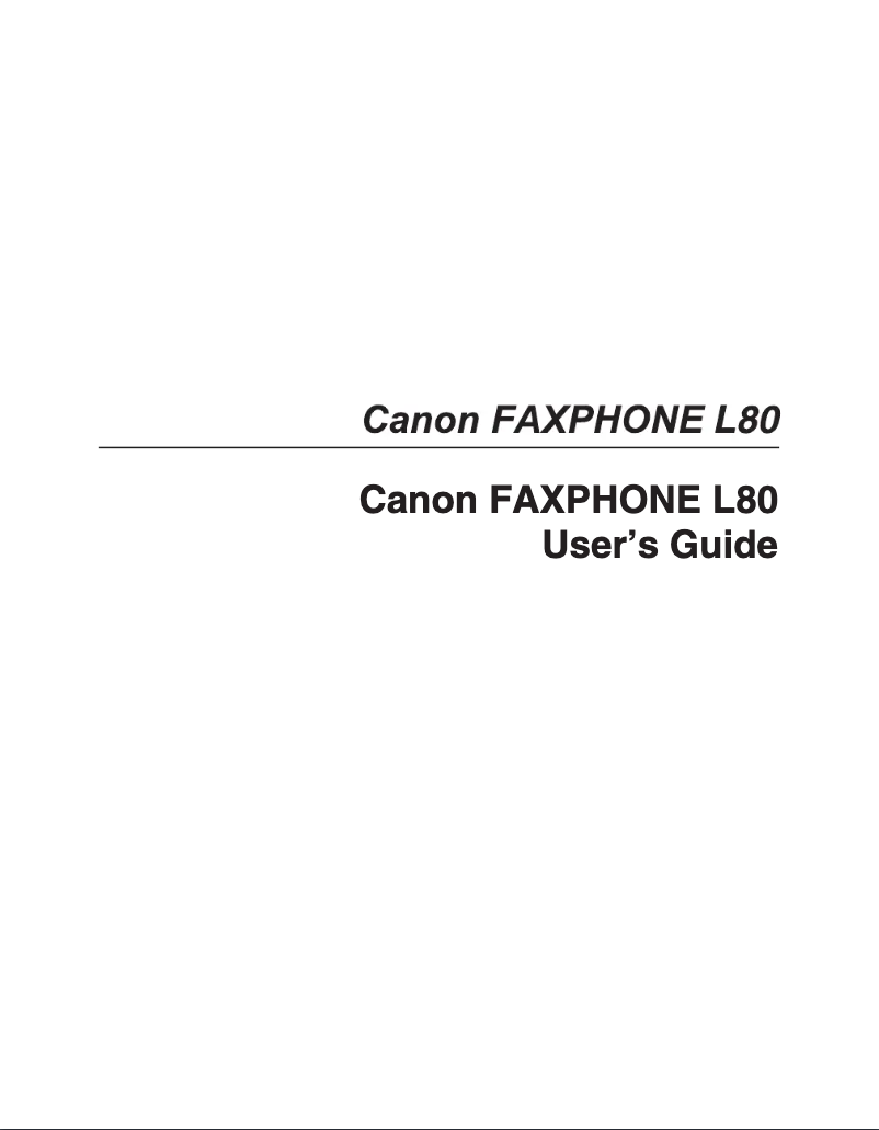 Page 1 de la notice Manuel utilisateur Canon Faxphone L80