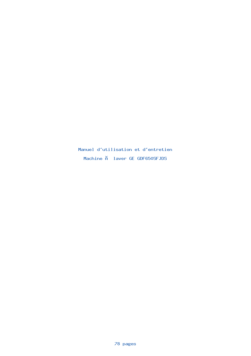 Page 1 de la notice Manuel d'utilisation et d'entretien GE GDF650SFJDS