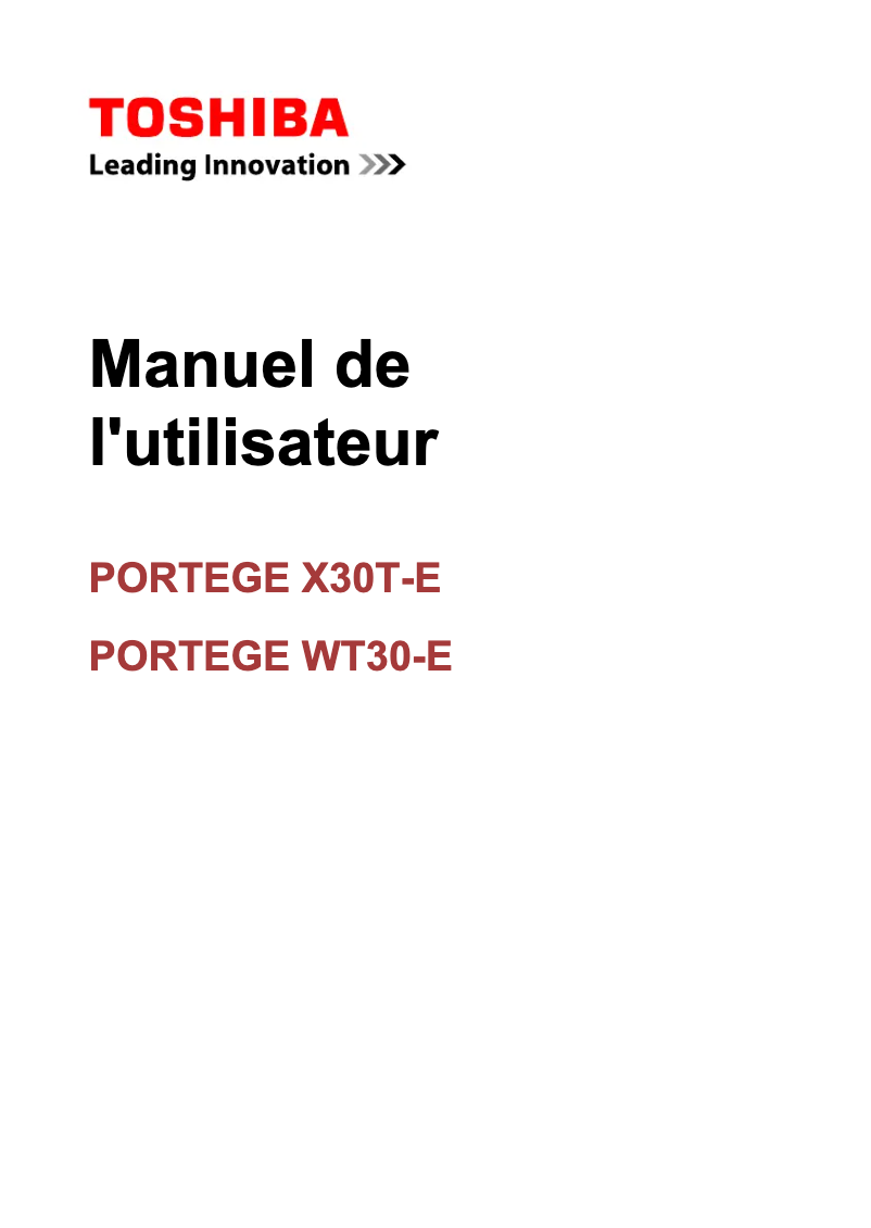 Page n°1 - Manuel utilisateur Toshiba Portégé X30T-E