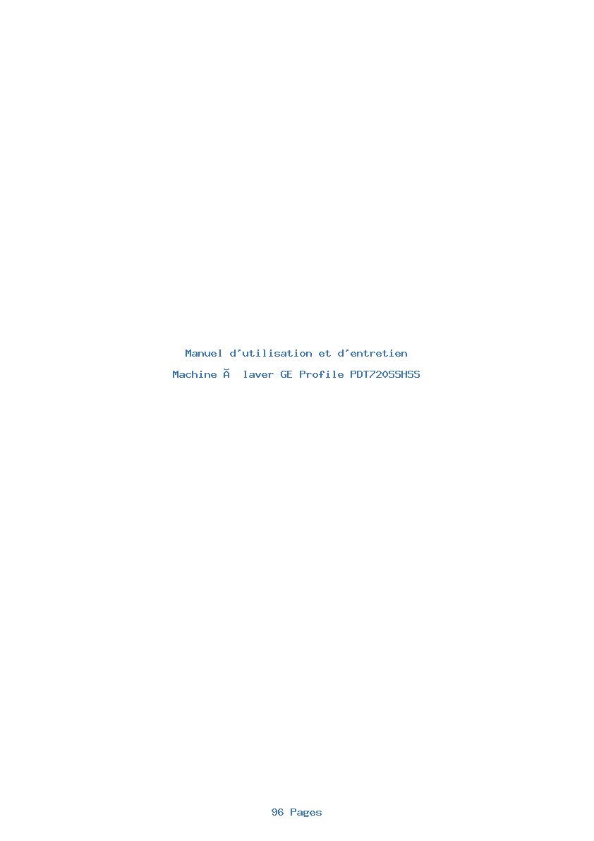 Page 1 de la notice Manuel d'utilisation et d'entretien GE Profile PDT720SSHSS