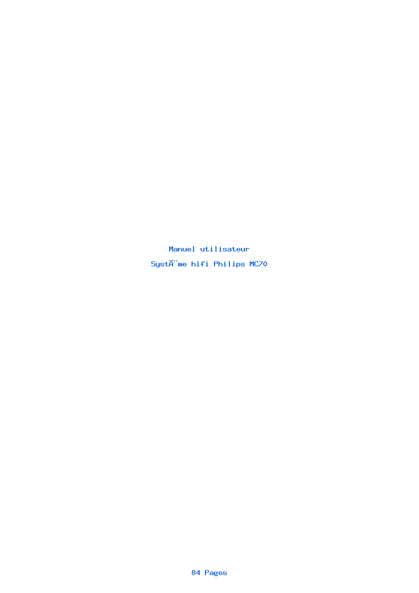Page 1 de la notice Manuel utilisateur Philips MC70