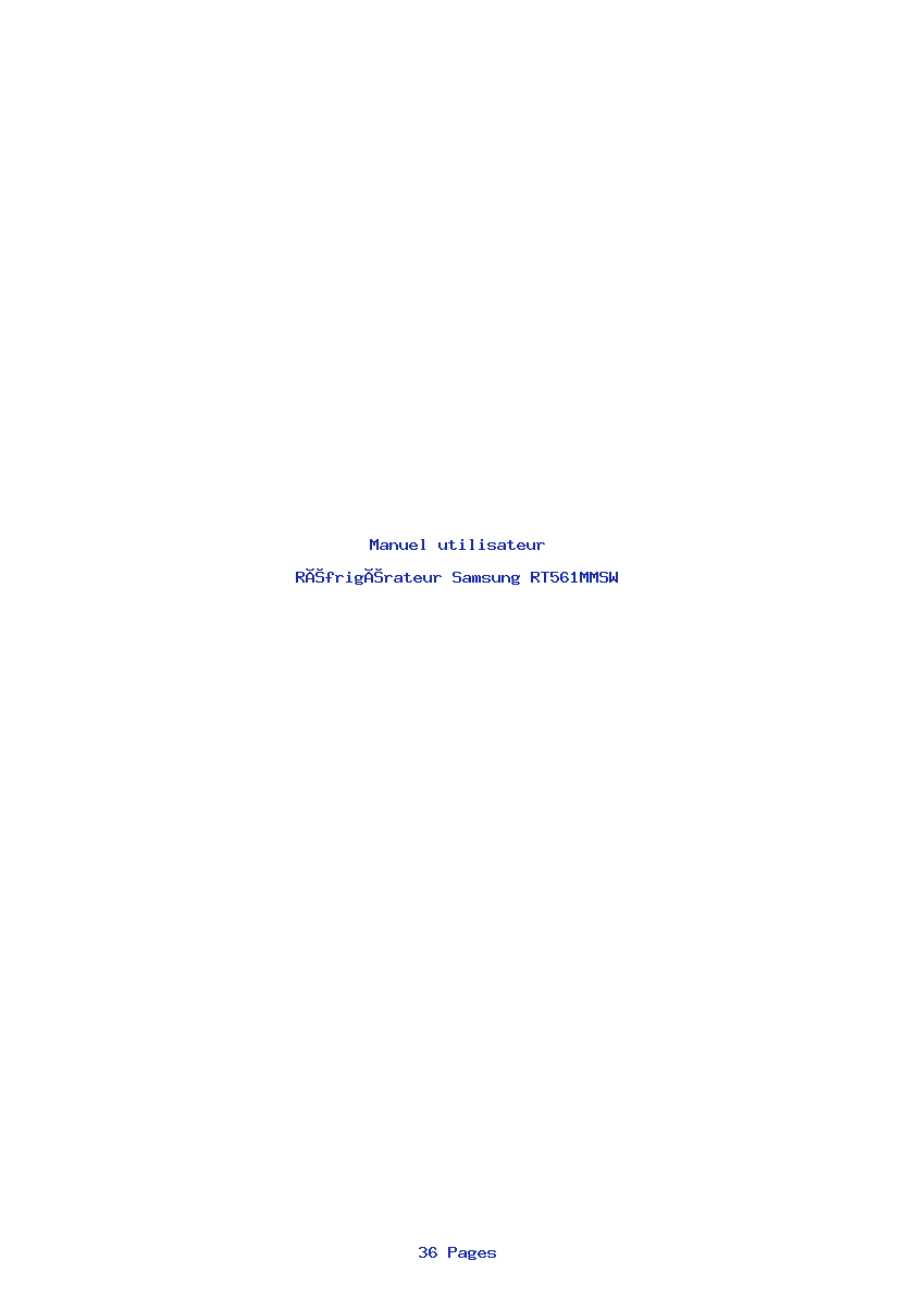Page 1 de la notice Manuel utilisateur Samsung RT561MMSW