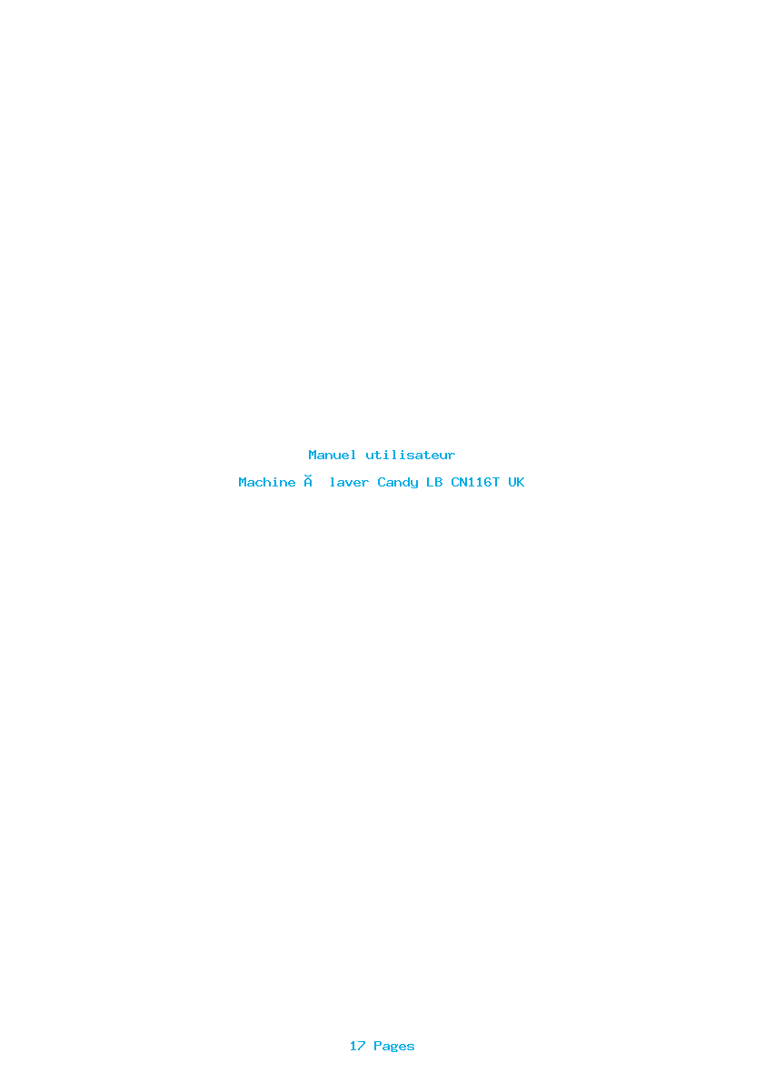 Page 1 de la notice Manuel utilisateur Candy LB CN116T UK