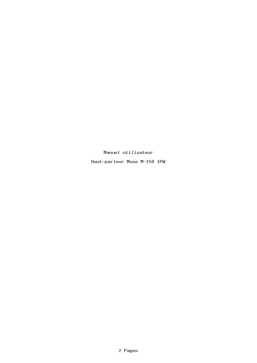 Page 1 de la notice Manuel utilisateur Muse M-158 IPW