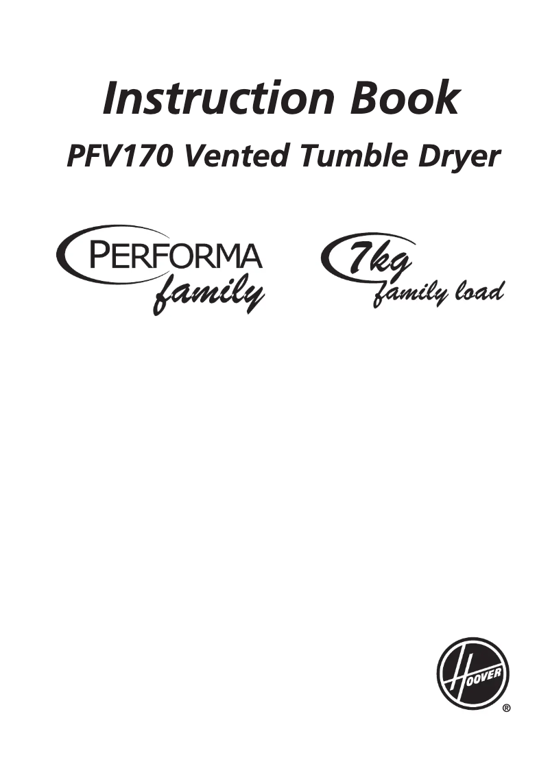 Page 1 de la notice Manuel utilisateur Hoover PFV 170-80