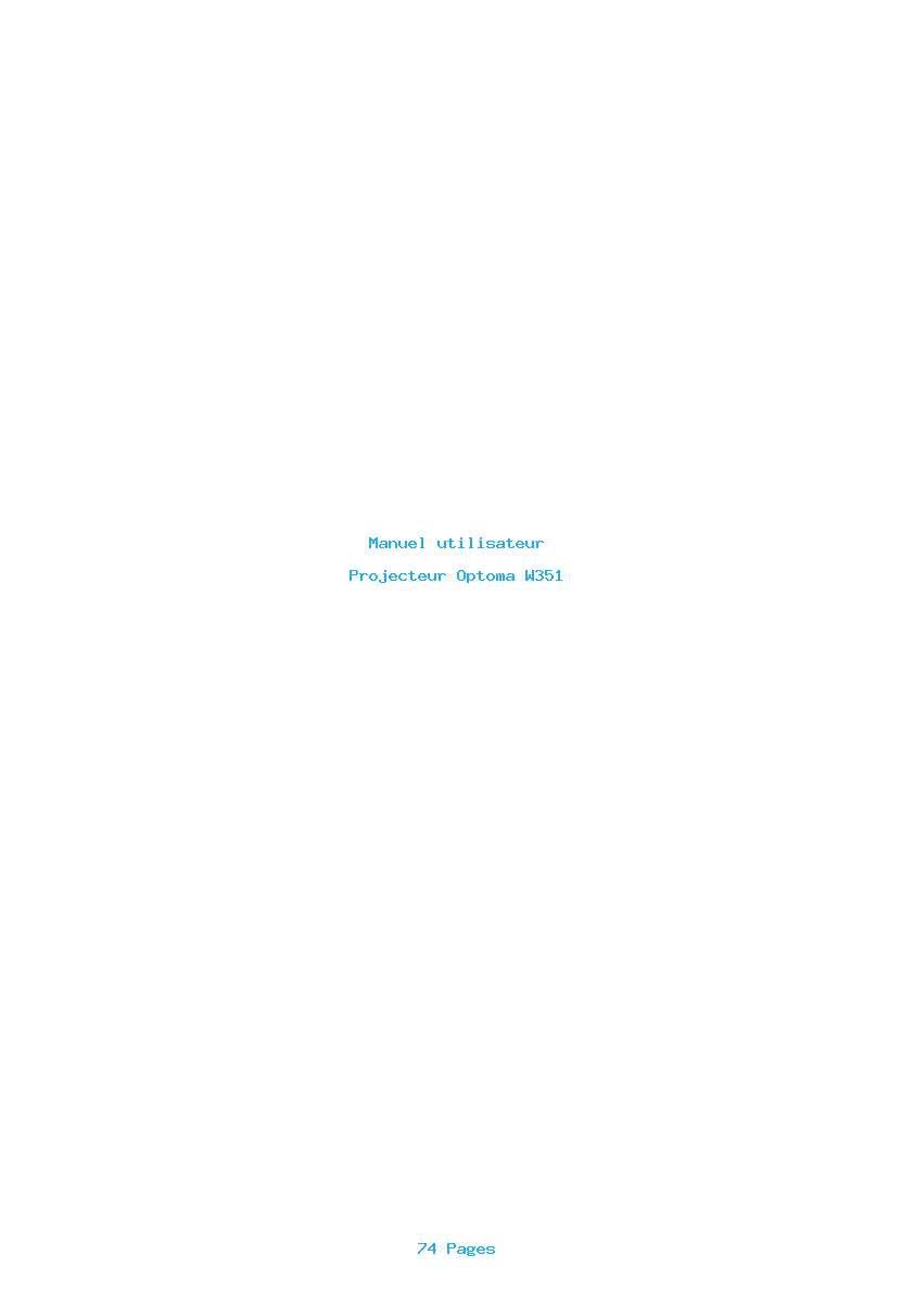 Page 1 de la notice Manuel utilisateur Optoma W351