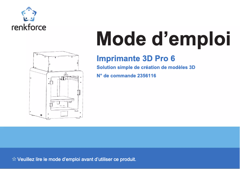 Page 1 de la notice Manuel utilisateur Renkforce Pro 6+