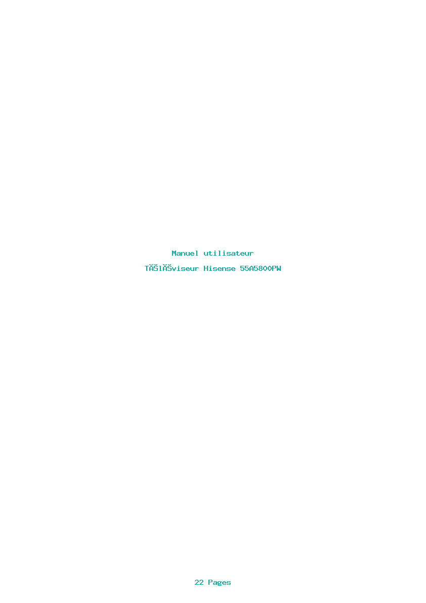 Page 1 de la notice Manuel utilisateur Hisense 55A5800PW