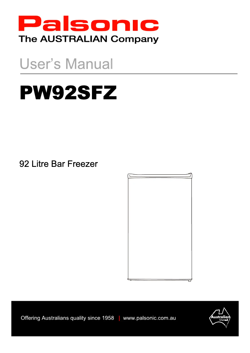 Page 1 of the manual User Manual Palsonic PW92SFZ