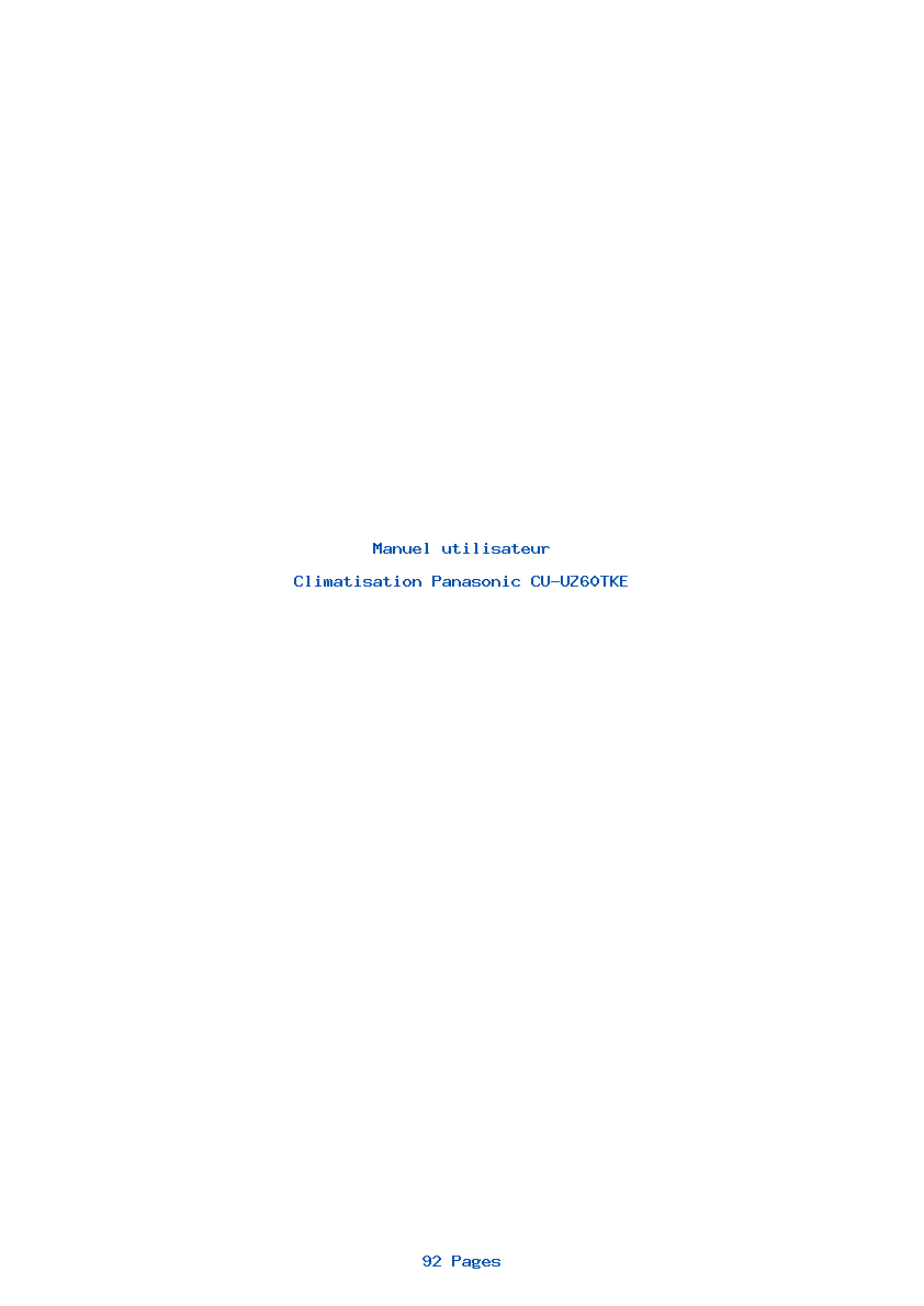 Page 1 de la notice Manuel utilisateur Panasonic CU-UZ60TKE