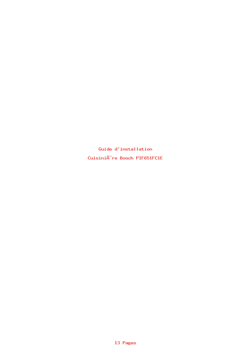 Page 1 de la notice Guide d'installation Bosch PIF651FC1E