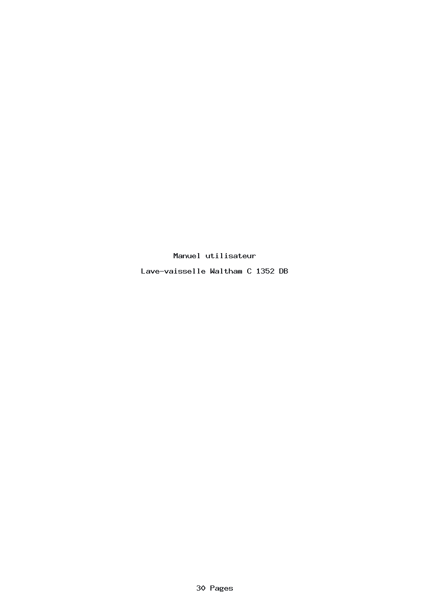 Page 1 de la notice Manuel utilisateur Waltham C 1352 DB
