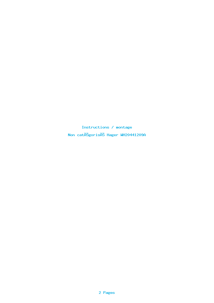 Page 1 de la notice Instructions / montage Hager WH20441209A