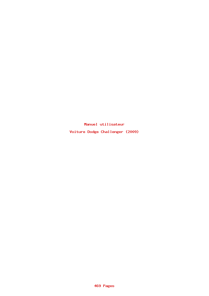 Page 1 de la notice Manuel utilisateur Dodge Challenger (2009)