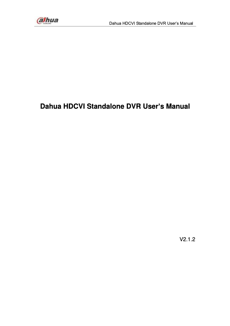 Page 1 of the manual User Manual Dahua Technology DHI-HCVR7108H-4K