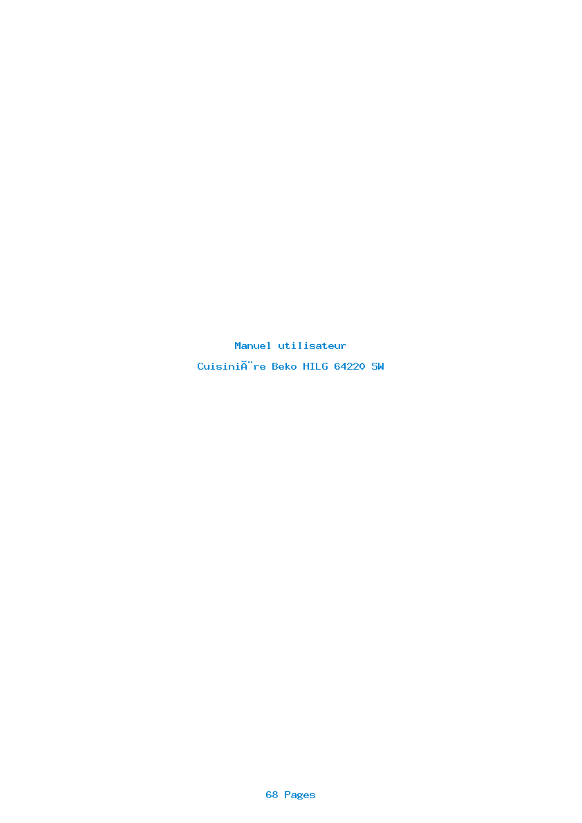 Page 1 de la notice Manuel utilisateur Beko HILG 64220 SW