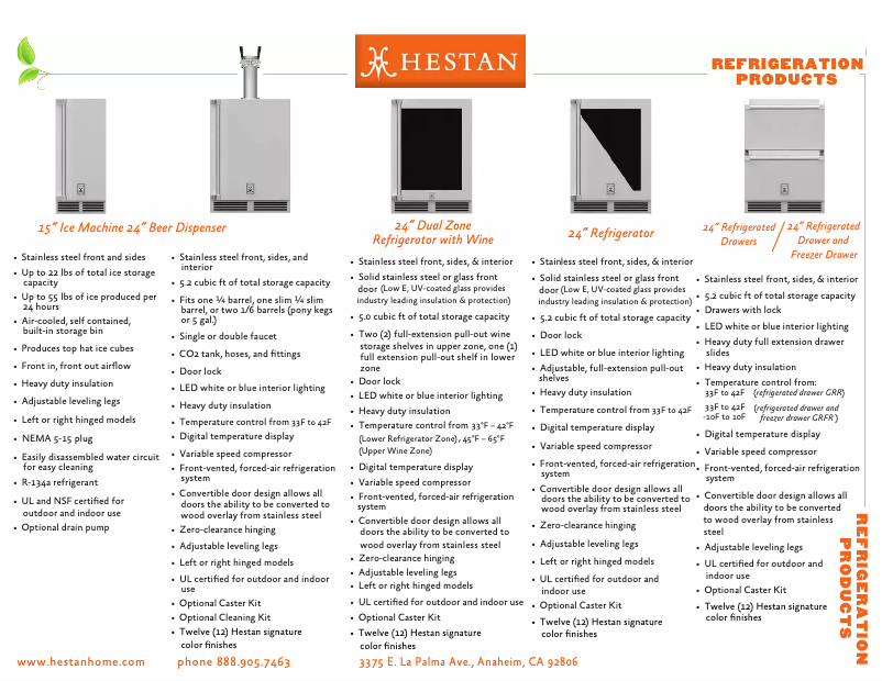 Page 1 de la notice Fiche technique Hestan GRR24
