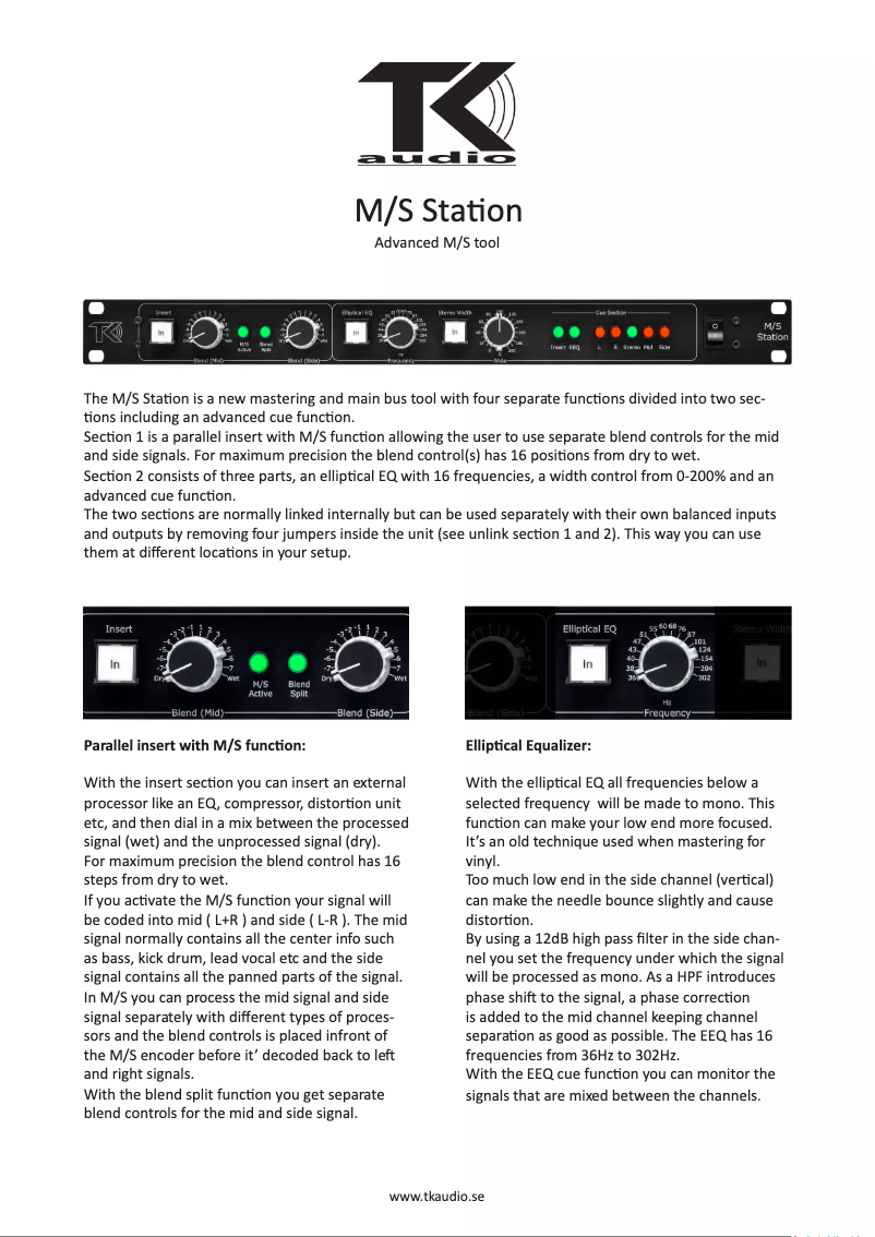 Page 1 of the manual User Manual TK Audio M/S Station