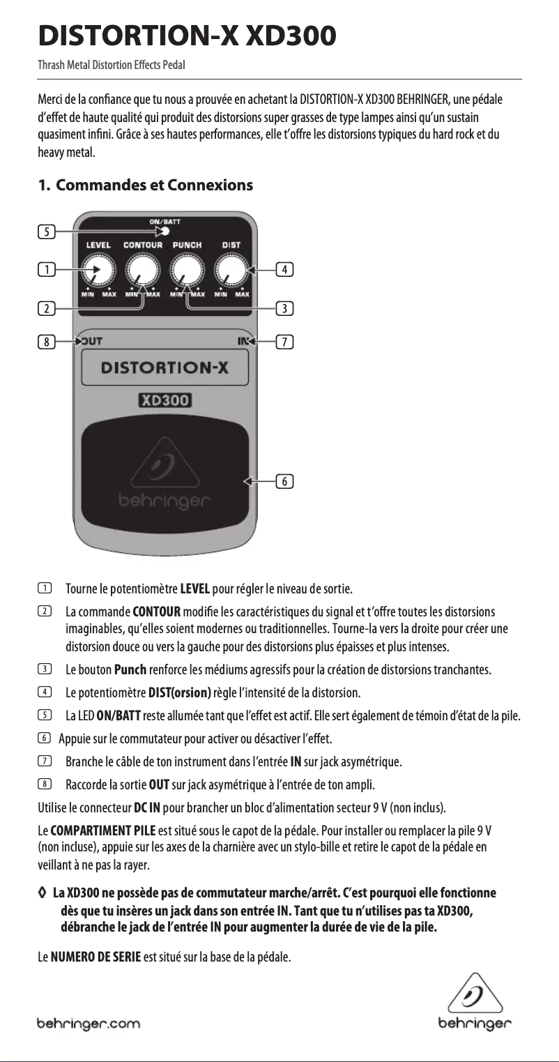 Página 1 del manual Manual de usuario Behringer Distortion-X XD300