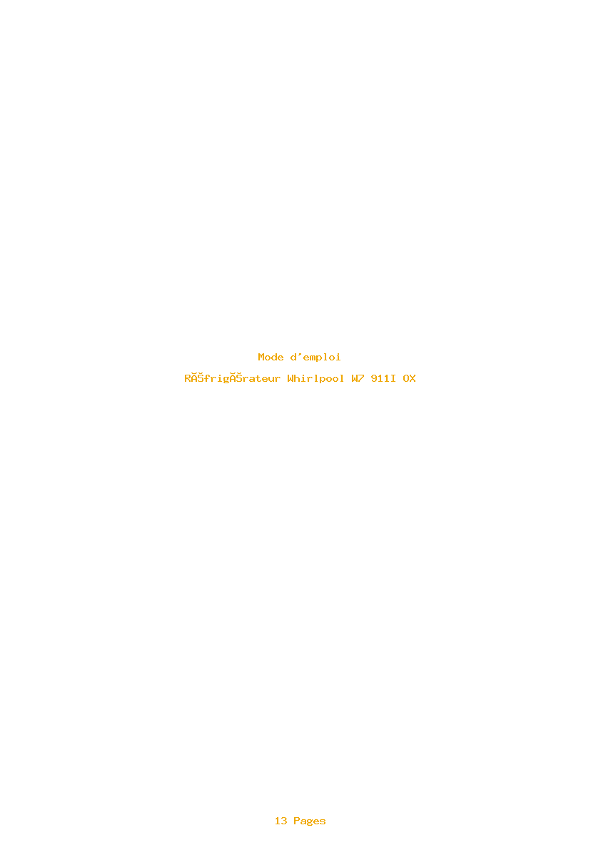 Page 1 de la notice Mode d'emploi Whirlpool W7 911I OX