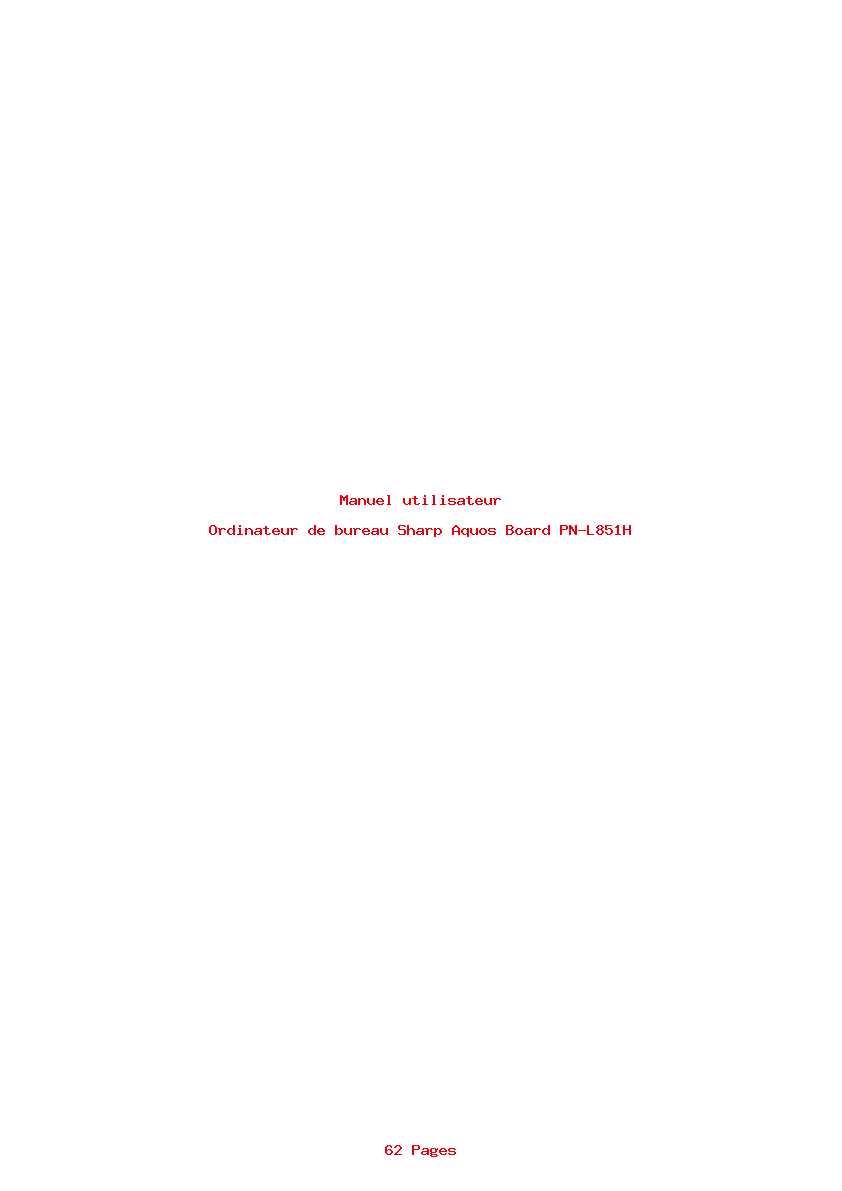 Page 1 de la notice Manuel utilisateur Sharp Aquos Board PN-L851H