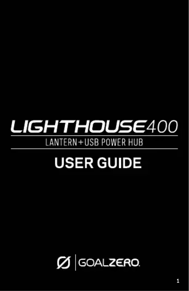 Page 1 de la notice Manuel utilisateur Goal Zero Lighthouse 400