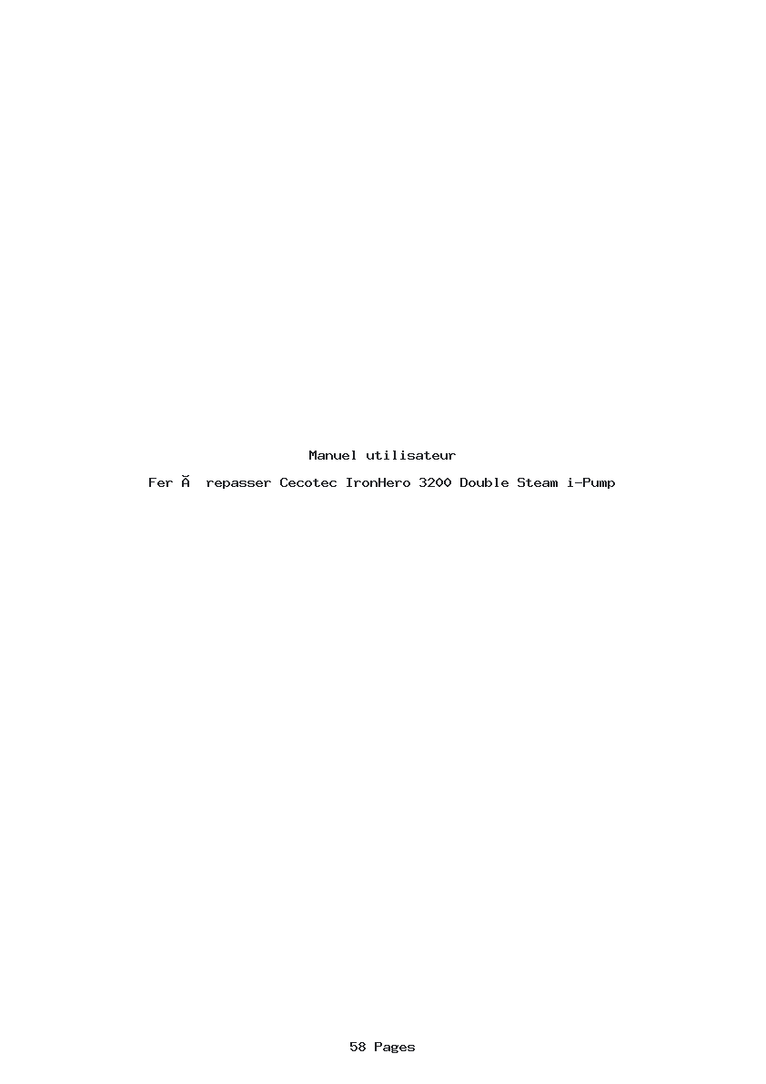 Page 1 de la notice Manuel utilisateur Cecotec IronHero 3200 Double Steam i-Pump