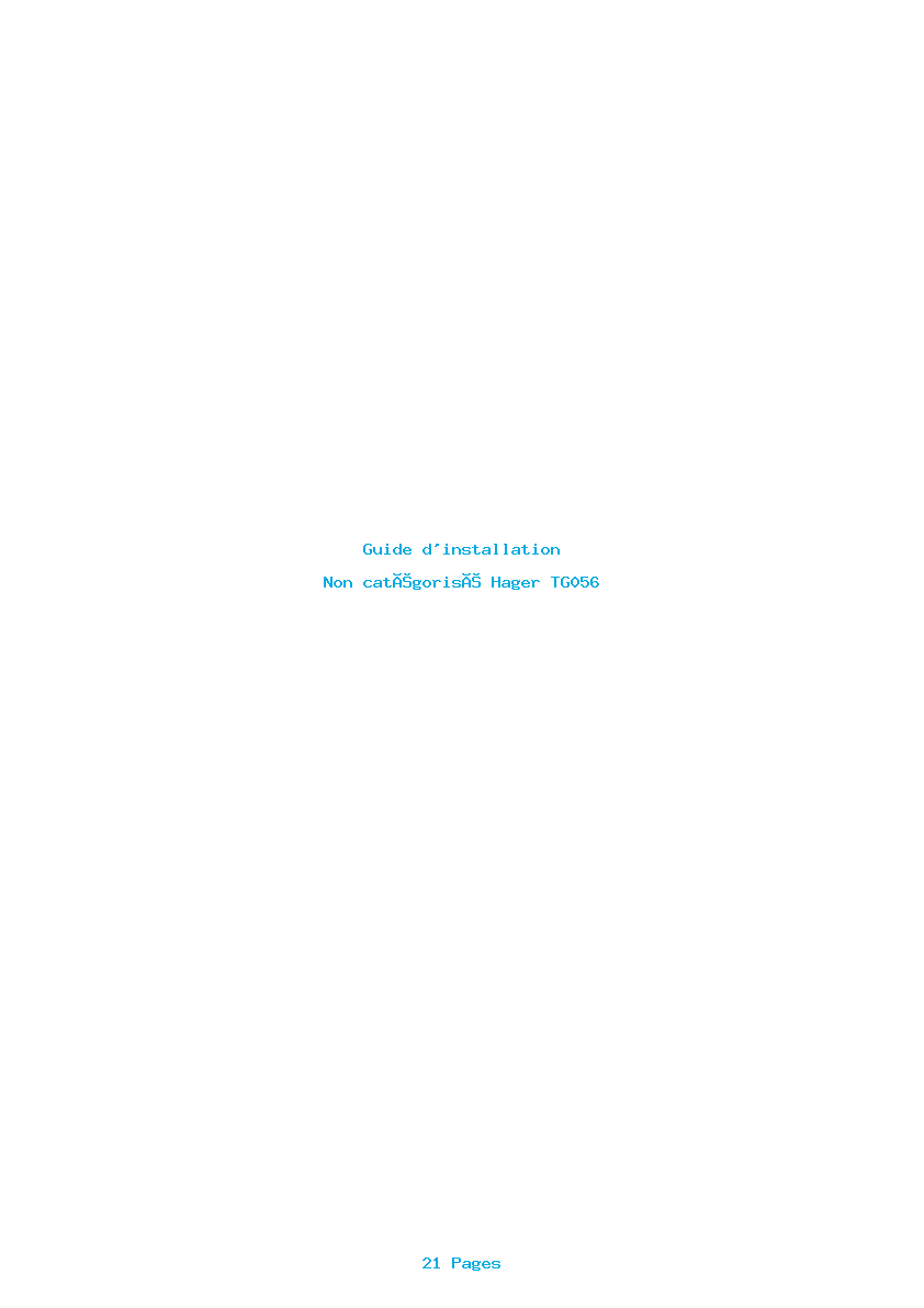 Page 1 de la notice Guide d'installation Hager TG056