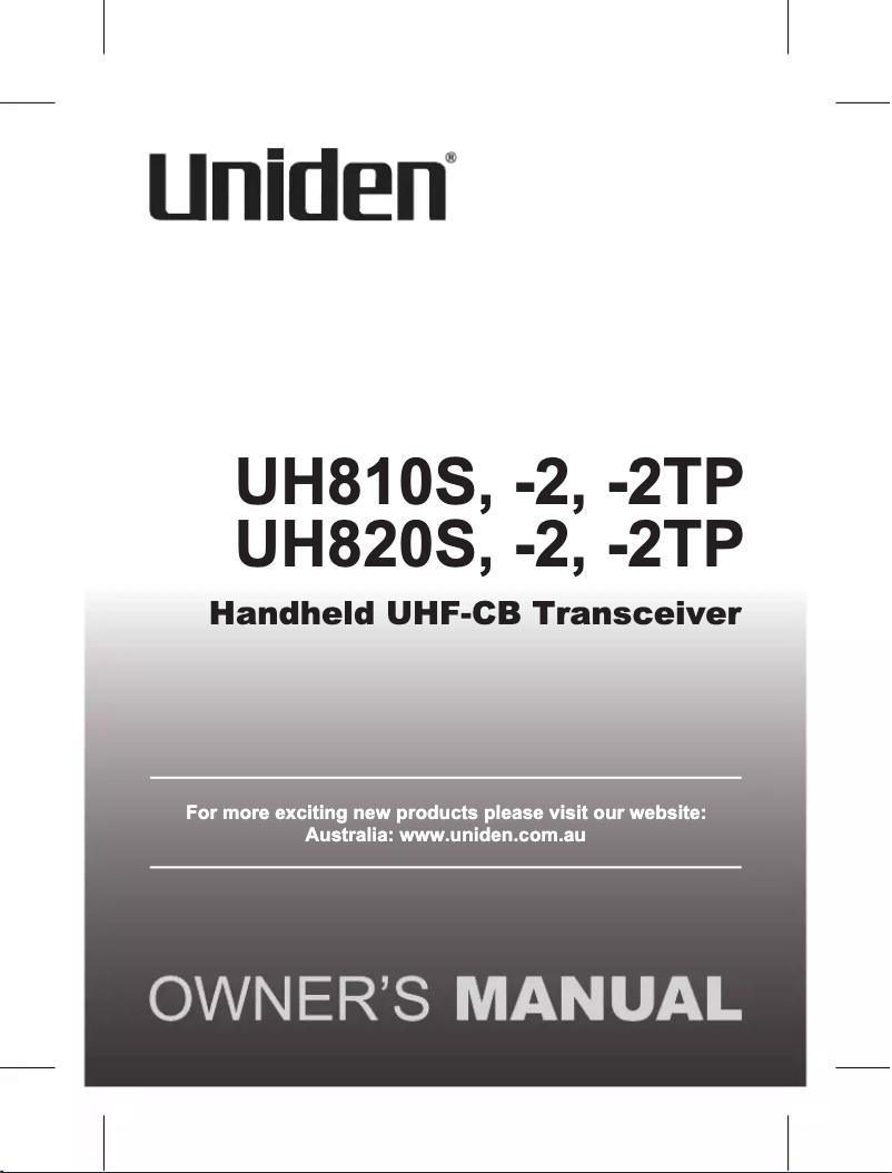Page 1 de la notice Manuel utilisateur Uniden UH820S