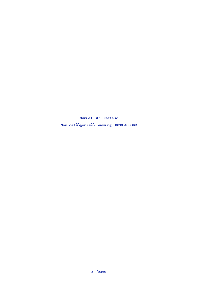 Page 1 de la notice Manuel utilisateur Samsung UA20H4003AR