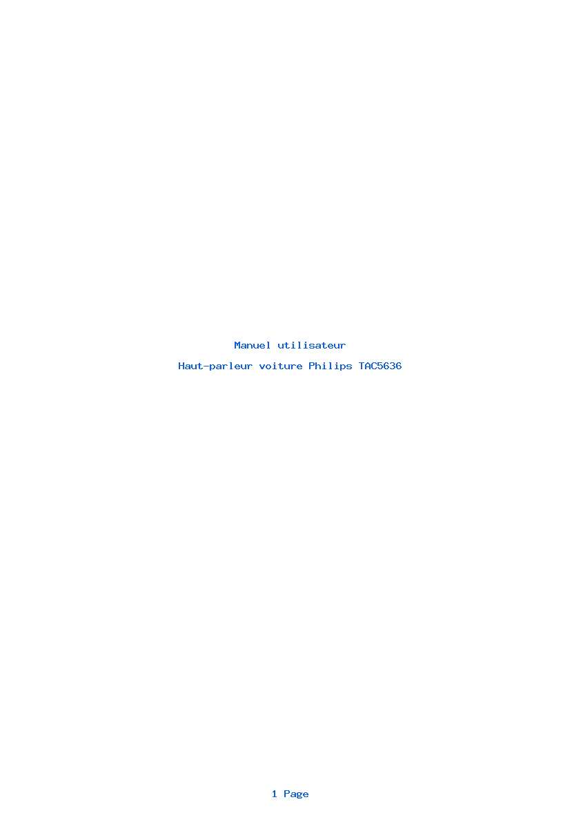 Page 1 de la notice Manuel utilisateur Philips TAC5636