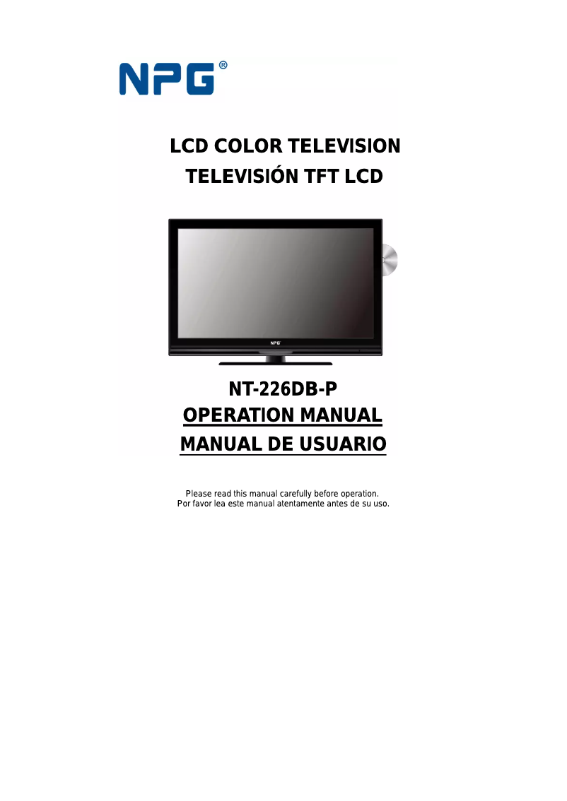 Page 1 de la notice Manuel utilisateur NPG 30E37TVNT226DVB