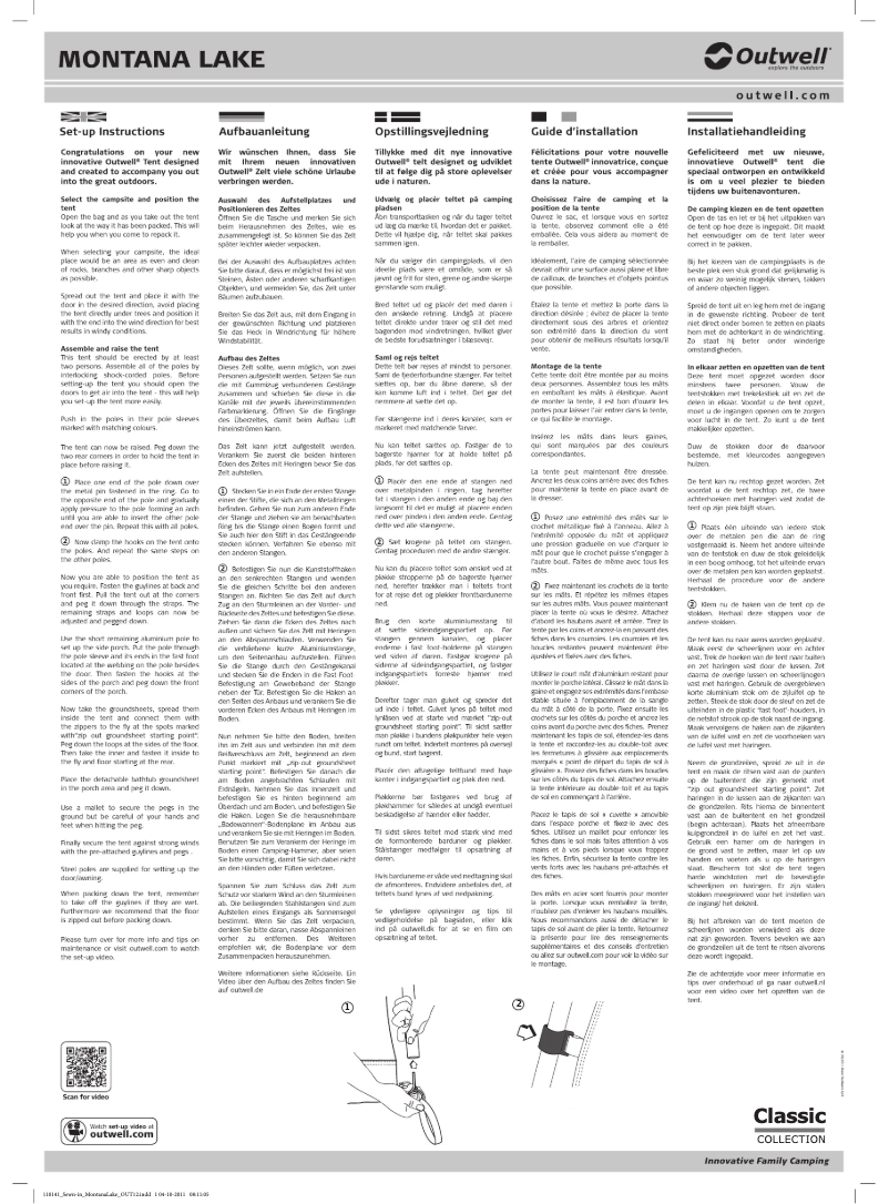 Page 1 de la notice Manuel utilisateur Outwell Classic Montana Lake