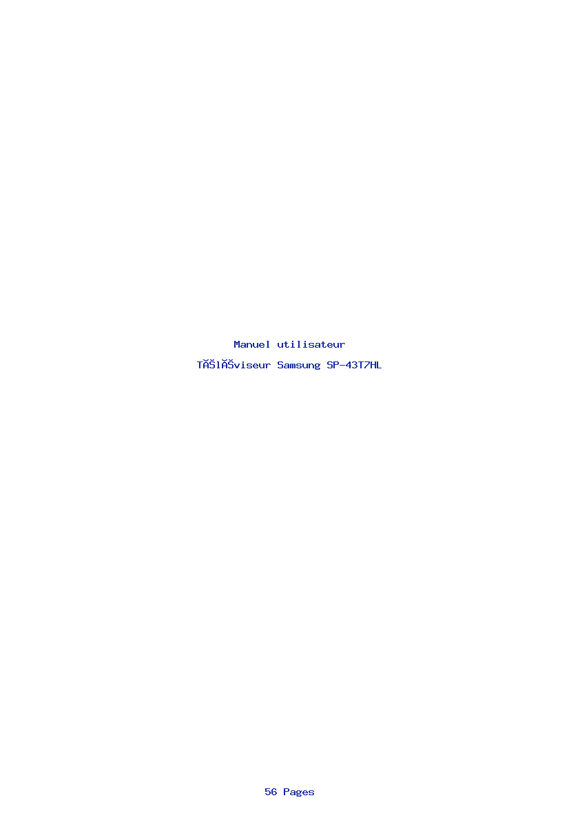 Page 1 de la notice Manuel utilisateur Samsung SP-43T7HL