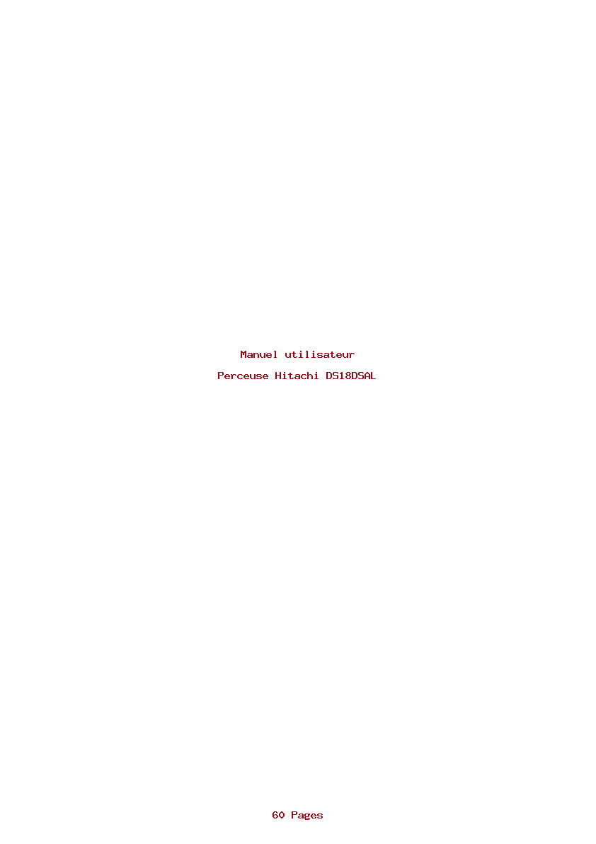Page 1 de la notice Manuel utilisateur Hitachi DS18DSAL