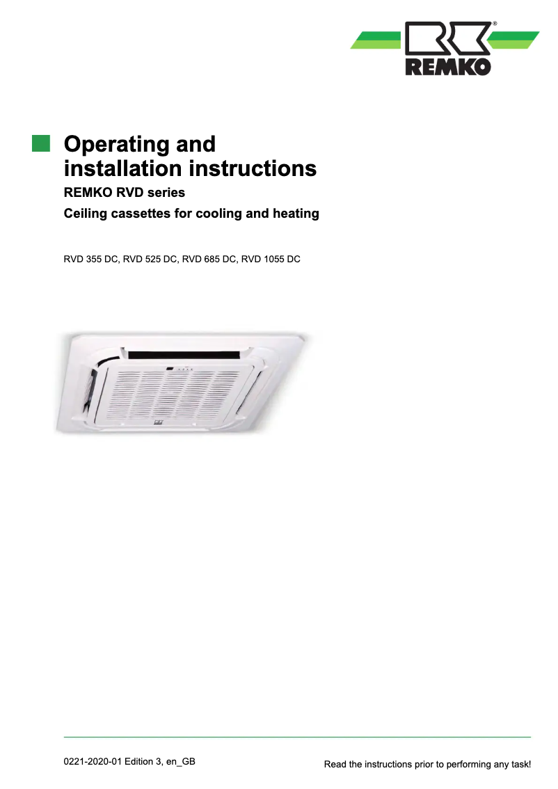 Page 1 of the manual User Manual Remko RVD 685 DC