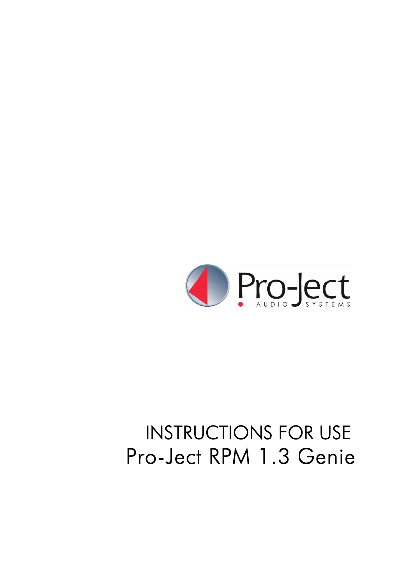 Page 1 de la notice Manuel utilisateur Pro-Ject RPM 1.3 Genie