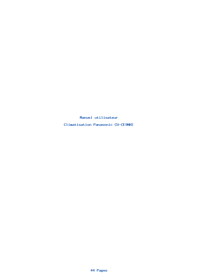 Page 1 de la notice Manuel utilisateur Panasonic CU-CE9NKE