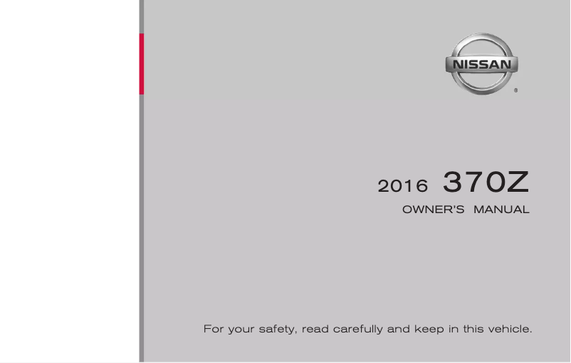 Page 1 de la notice Manuel utilisateur Nissan 370Z Coupe (2016)