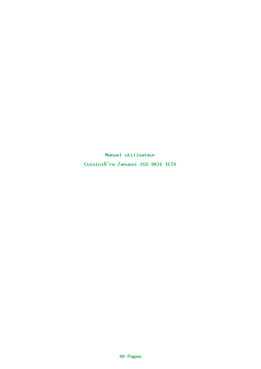 Page 1 de la notice Manuel utilisateur Zanussi ZGS 9831 ICTX