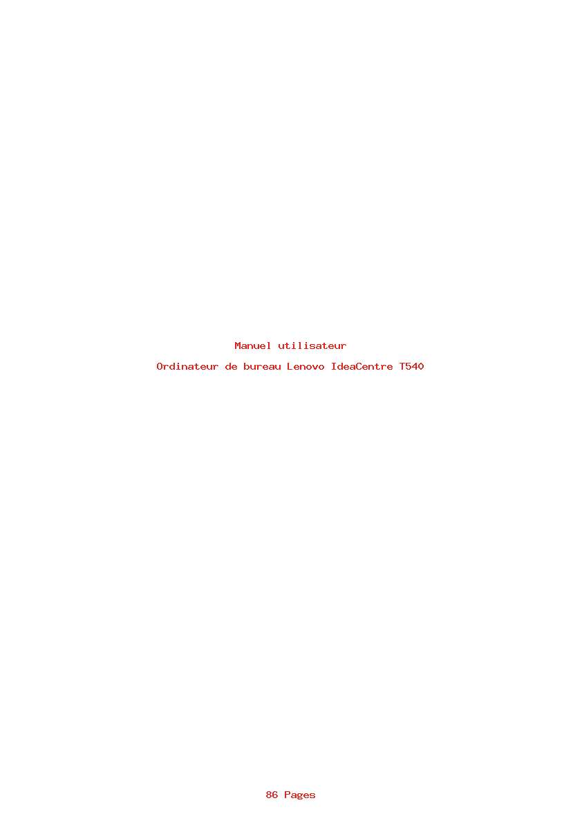 Page 1 de la notice Manuel utilisateur Lenovo IdeaCentre T540