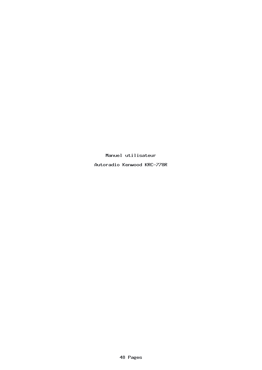 Page 1 de la notice Manuel utilisateur Kenwood KRC-778R