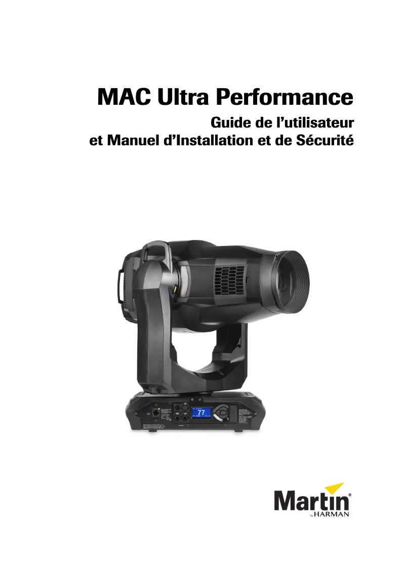 Page 1 de la notice Manuel utilisateur Martin MAC Ultra Performance