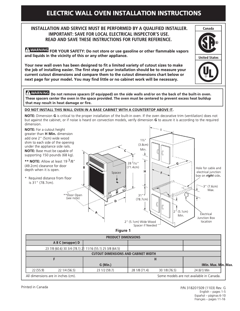 Page 1 de la notice Guide d'installation Frigidaire FFEW2425LS